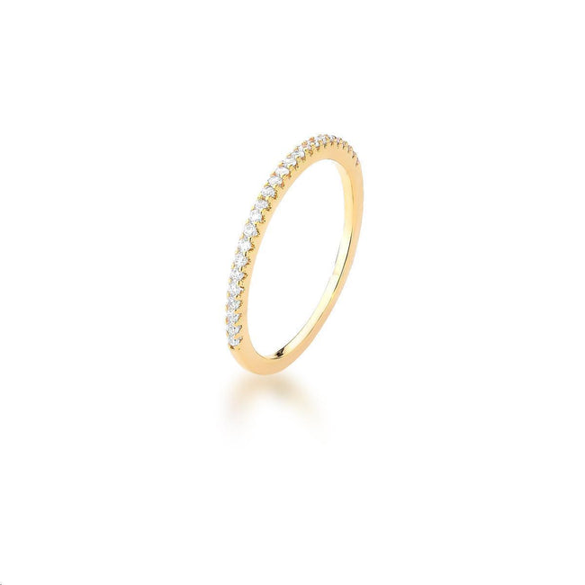 Anel Aparador Dourado com Zircônias Cravejadas