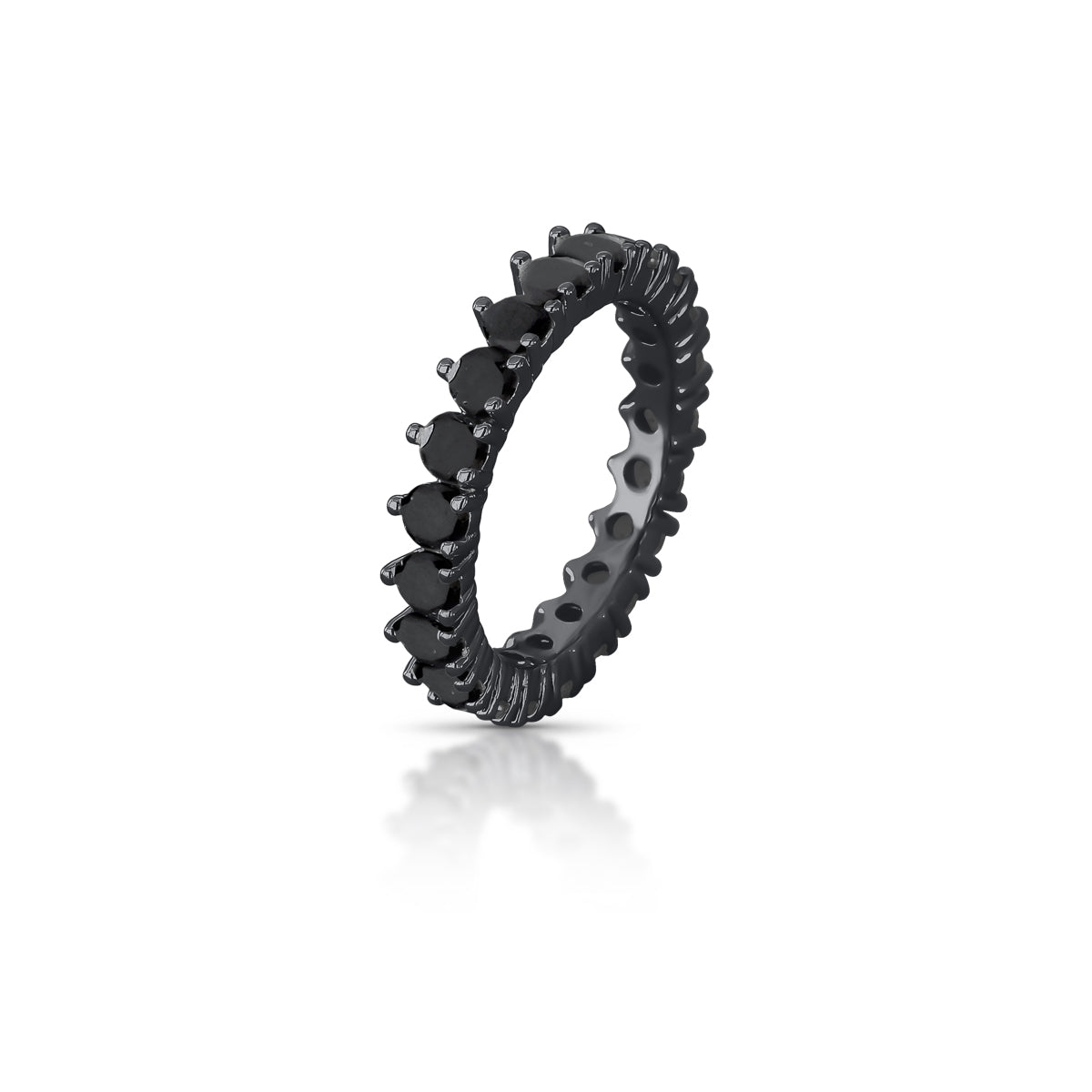 Anel Riviera Negra – Cristais Negros e Banho Ródio Negro