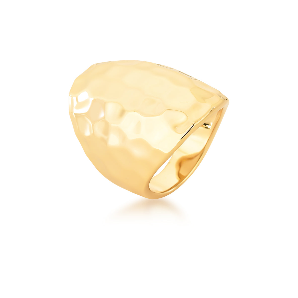 Anel Esculpido Martelado Dourado