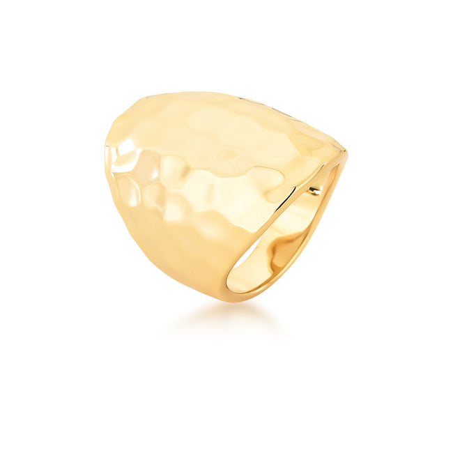 Anel Esculpido Martelado Dourado