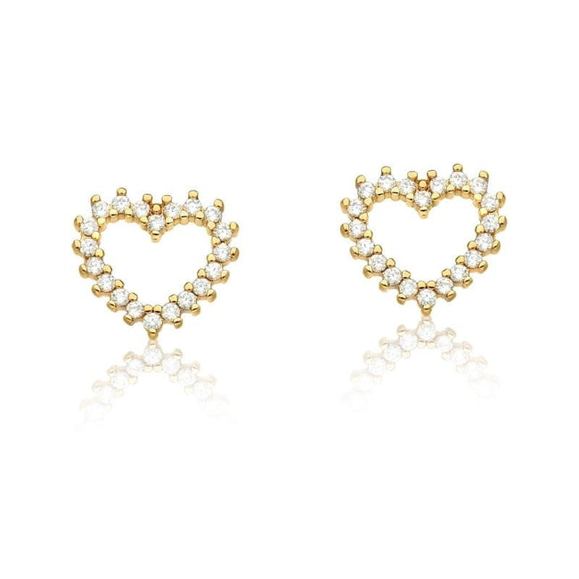 Brinco Coração Vazado com Zircônias