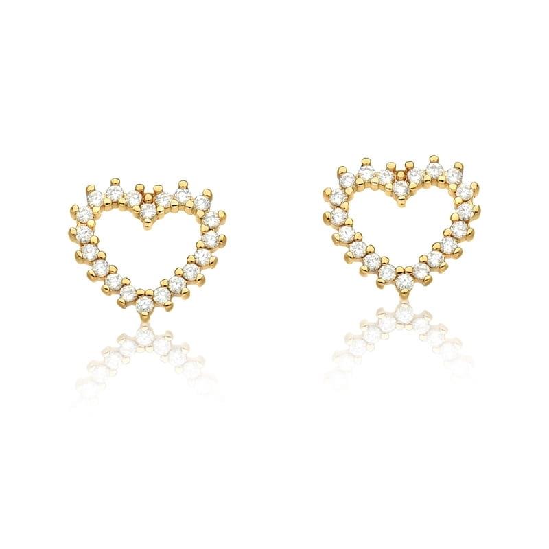 Brinco Coração Vazado com Zircônias