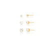 Trio de Brincos Coração em Zircônia – Banho Ouro 18k