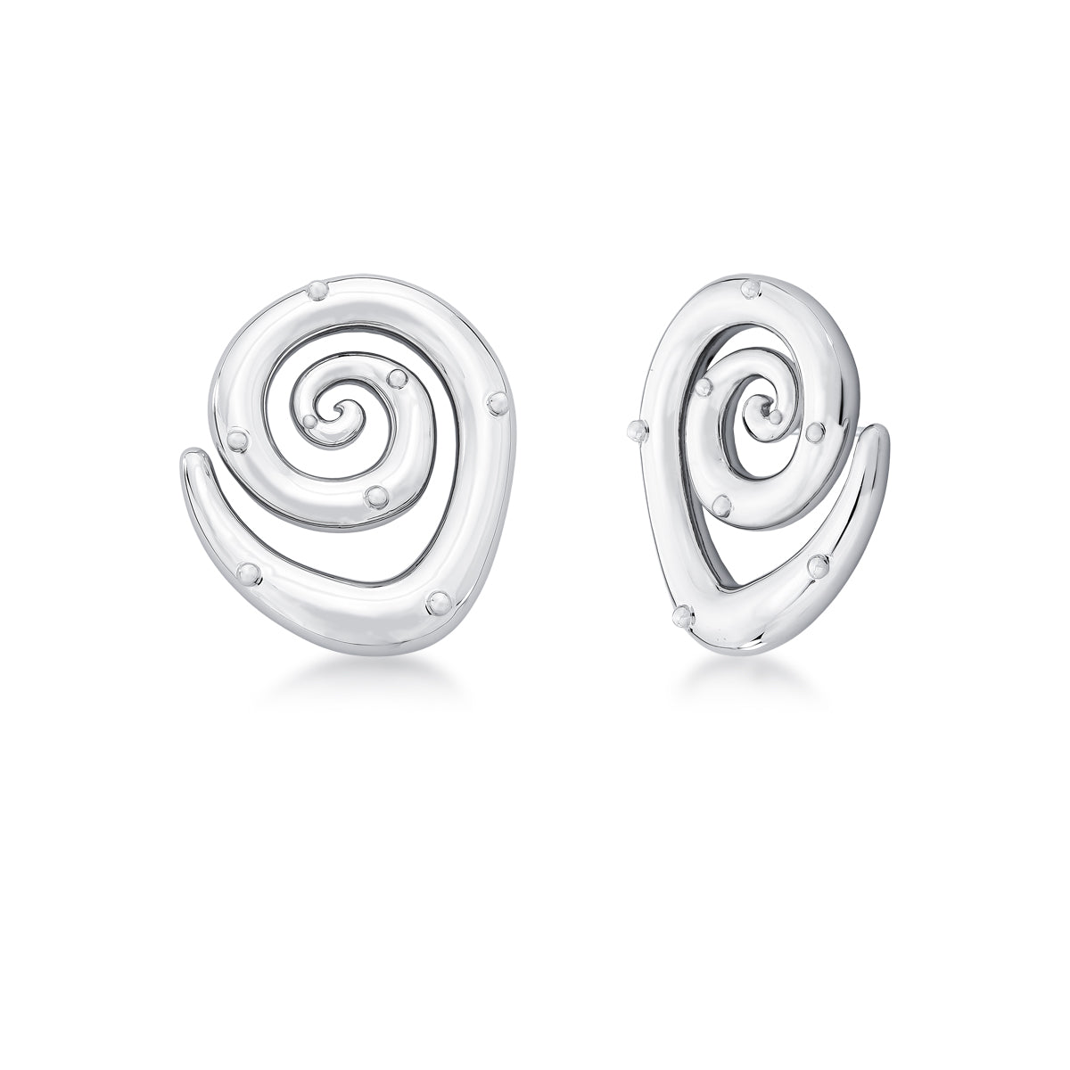 Brinco Espiral Orgânica em Ródio Branco