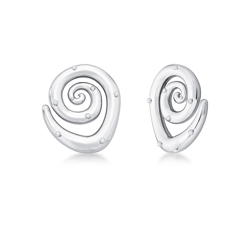 Brinco Espiral Orgânica em Ródio Branco
