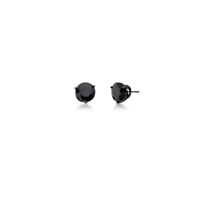 Brinco Botão Black – Cristal Negro e Banho Ródio Negro