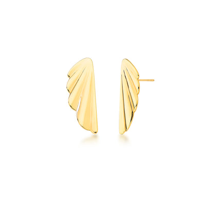 Brinco Leque Escultural – Banho Ouro 18k