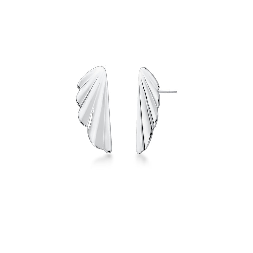 Brinco Leque Escultural – Ródio Branco