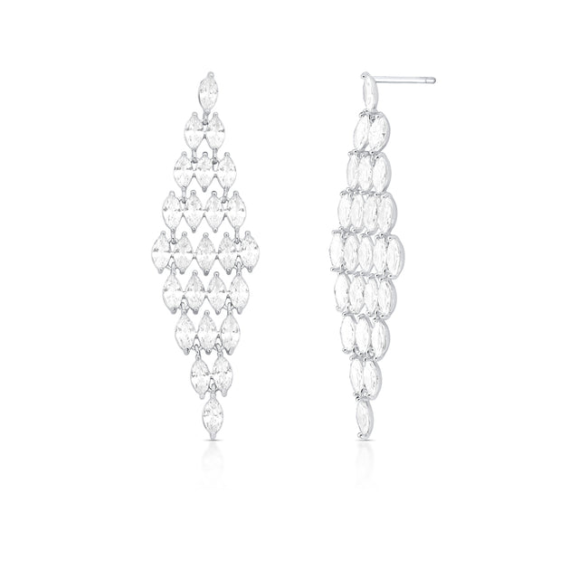 Brinco Cascata de Luz em Ródio Branco