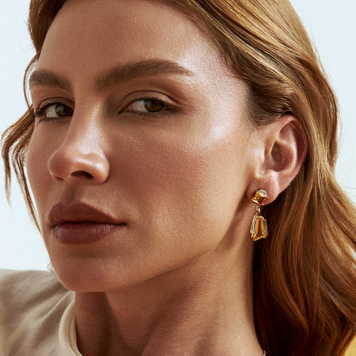 Brinco Ear Jacket 2 em 1 Luz Estruturada Amarelo