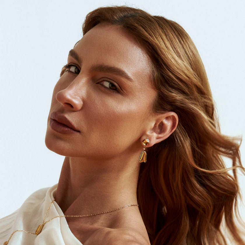 Brinco Ear Jacket 2 em 1 Luz Estruturada Amarelo