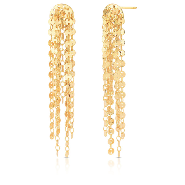 Brinco Longo Dourado com Discos e Correntes