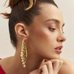 Brinco Franja Dourada com Cristais Gota Banhado a Ouro