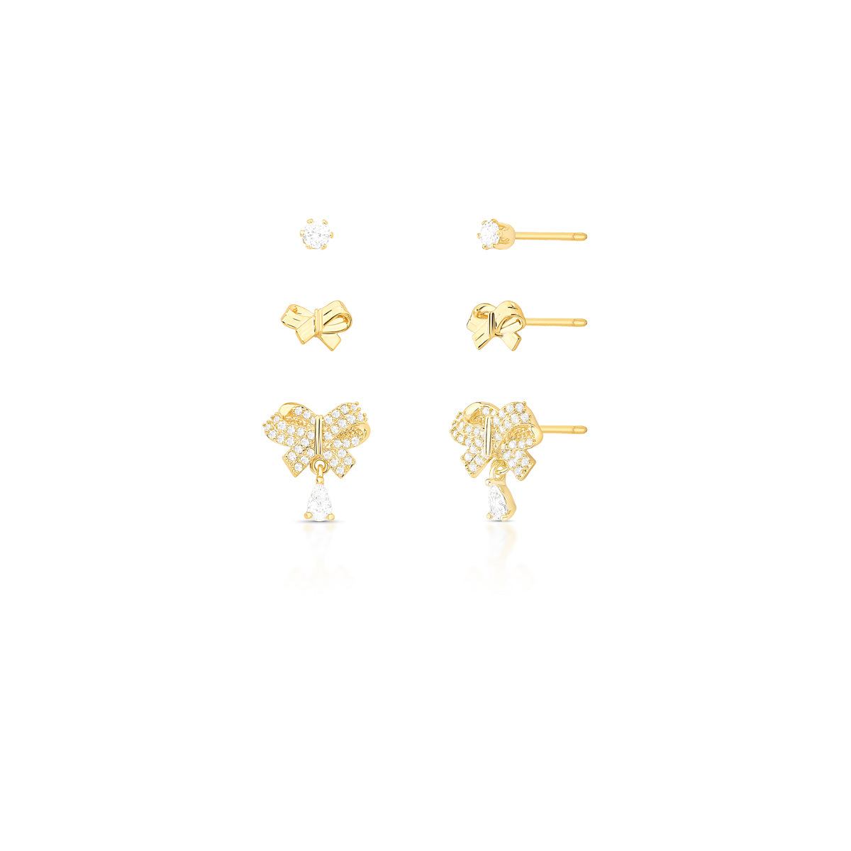 Kit 3 Pares de Brincos Laço & Ponto de Luz · Vivere Selection