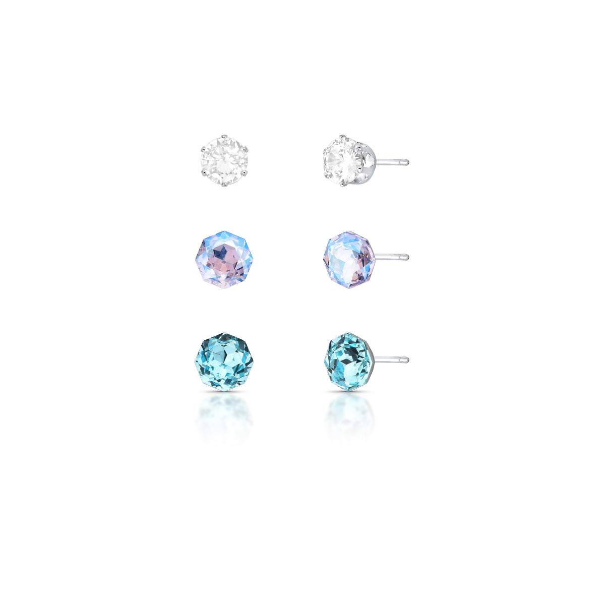 Trio de Brincos Cristais Aurora