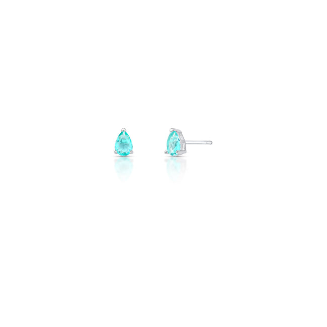 Brinco Gota Azul em Zircônia - Banho de Ródio