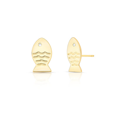 Brinco Peixe Dourado com Zircônia