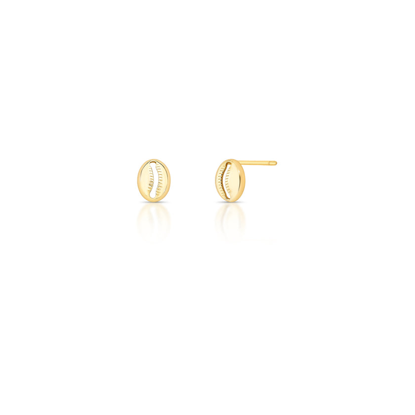 Brinco Mini Concha Cauri Delicada Banho Ouro 18k
