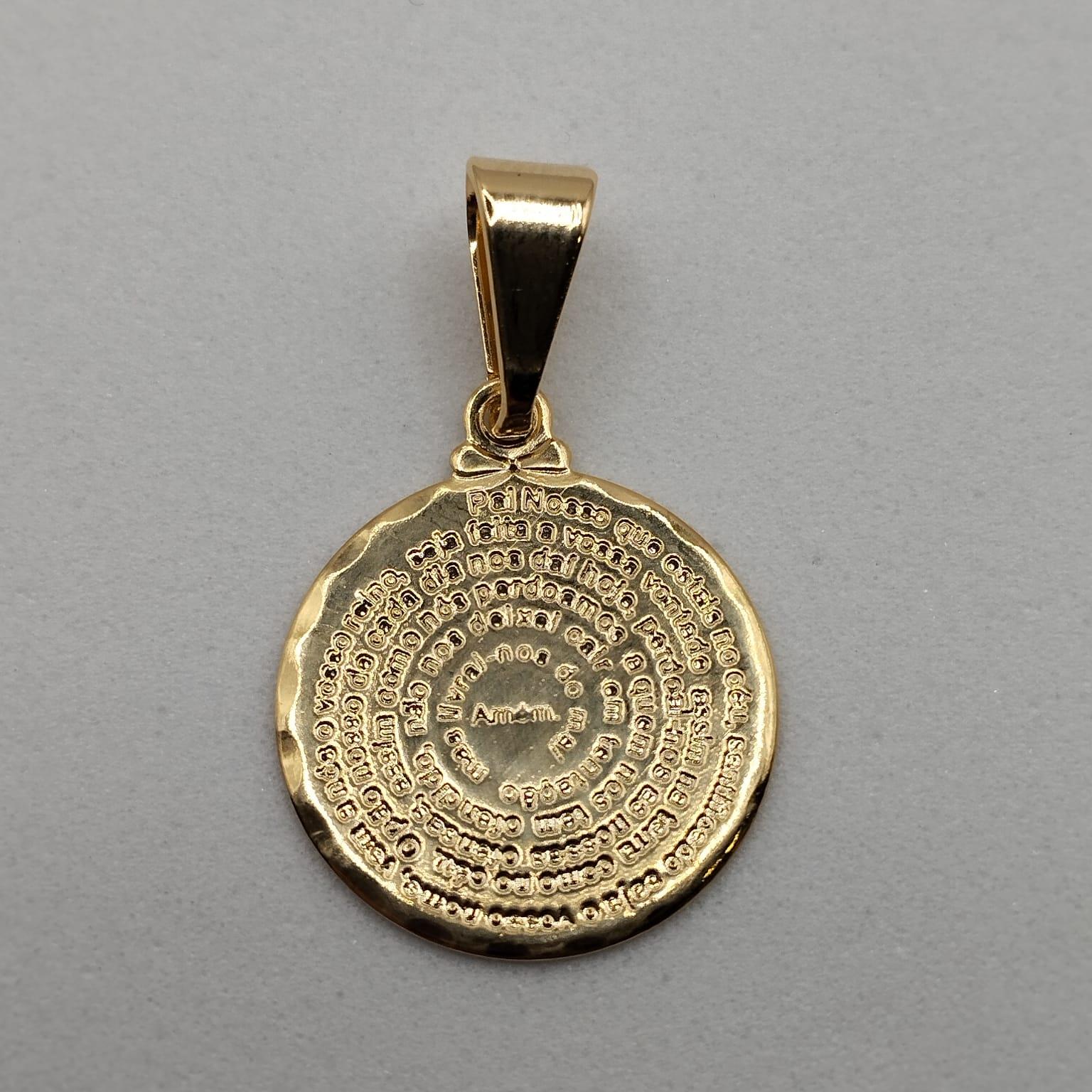 Pingente Medalha Pai Nosso Dourada