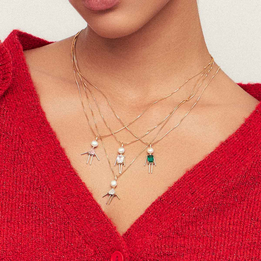 Pingente Menino Pérola Shell e Zircônia Triangular