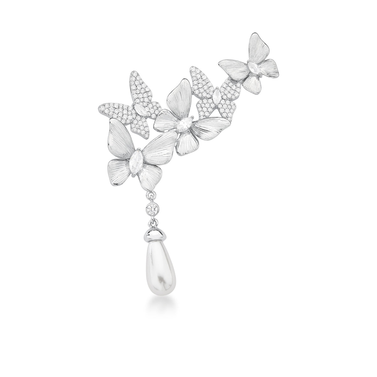 Broche Borboletas Pendentes com Perola