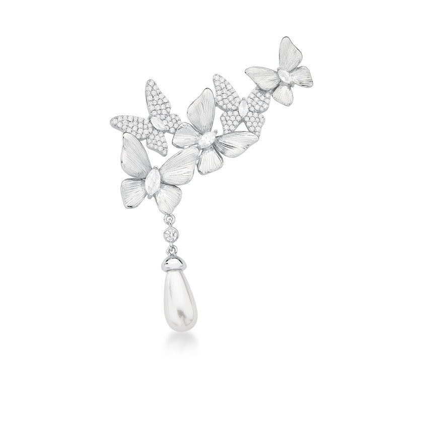 Broche Borboletas Pendentes com Perola