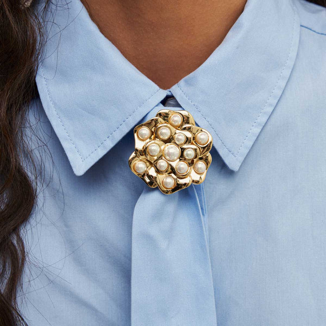 Broche Flor com Perolas