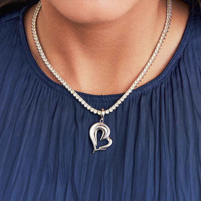 Pingente Coração  com Fecho Banho Rodio