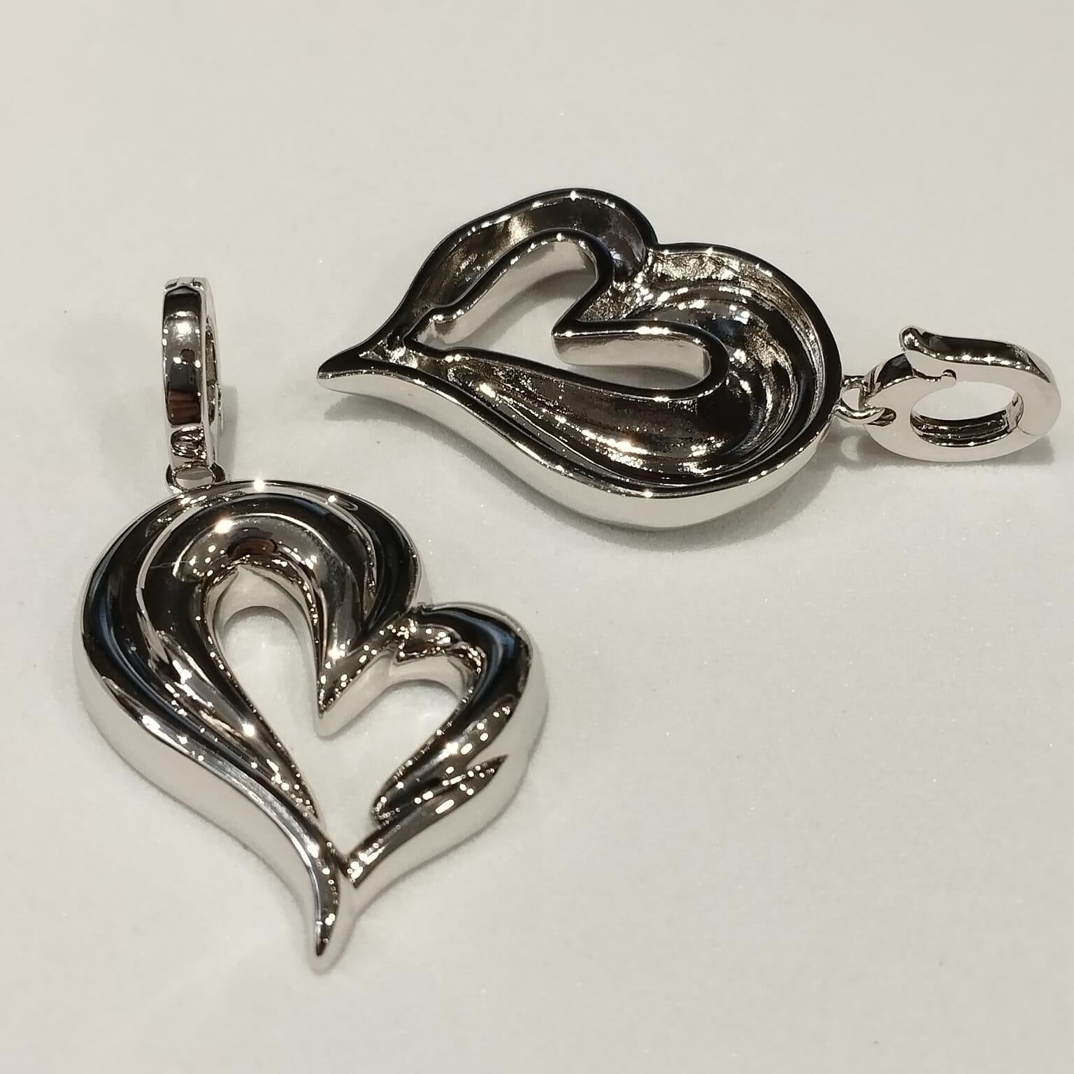 Pingente Coração  com Fecho Banho Rodio