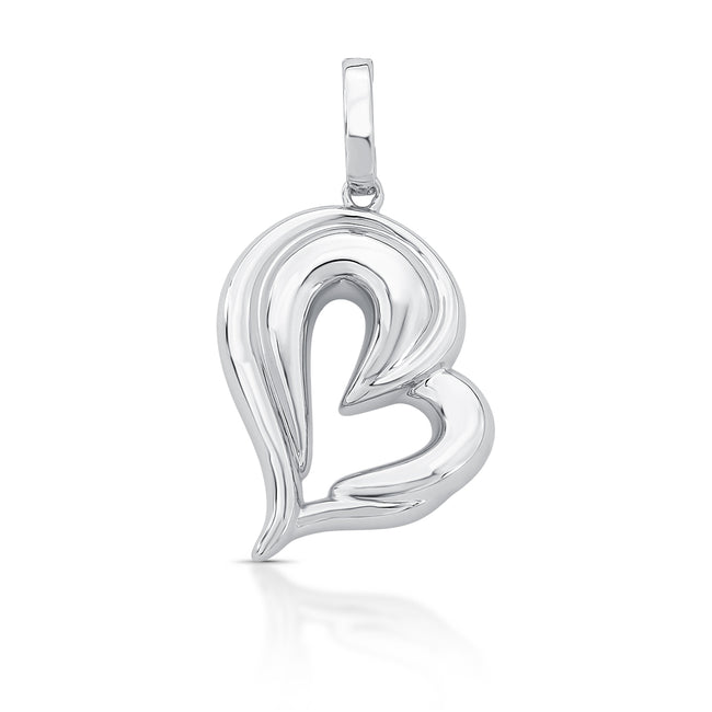 Pingente Coração  com Fecho Banho Rodio