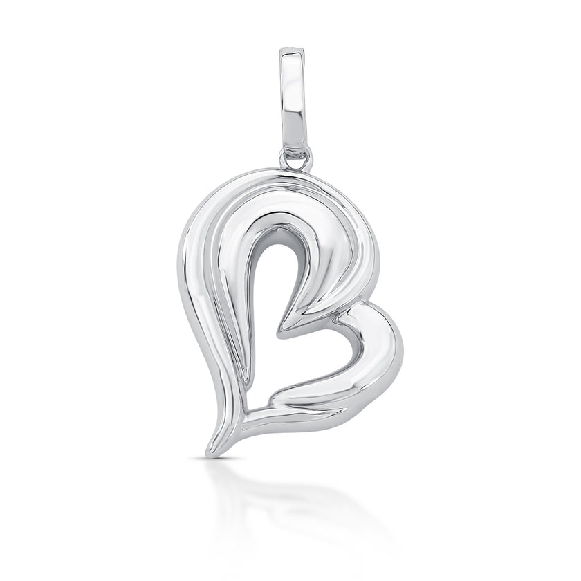 Pingente Coração  com Fecho Banho Rodio