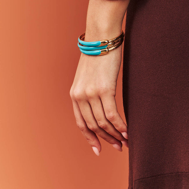Bracelete Orgânico Turquesa com Banho de Ouro