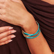 Bracelete Orgânico Turquesa com Banho de Ouro