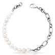 Pulseira Metade Perola Metade Aço