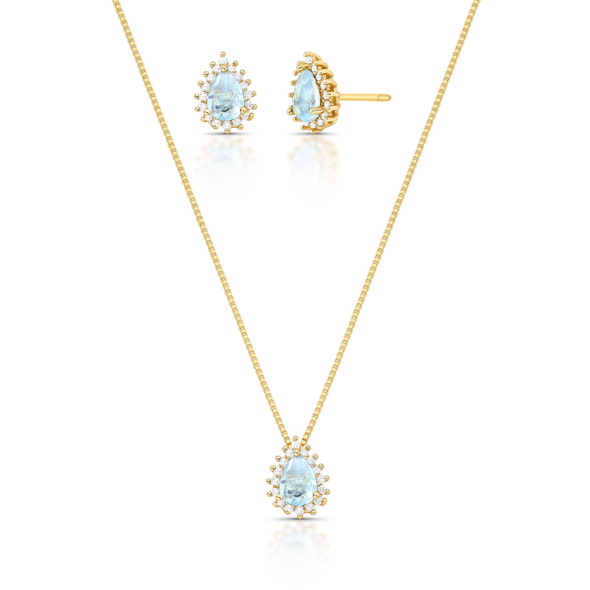 Conjunto Gota Azul Claro com Zircônias