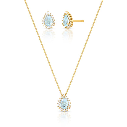 Conjunto Gota Azul Claro com Zircônias