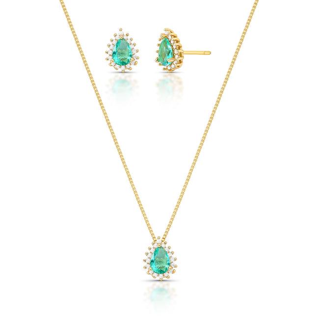 Conjunto Gota Verde com Zircônias