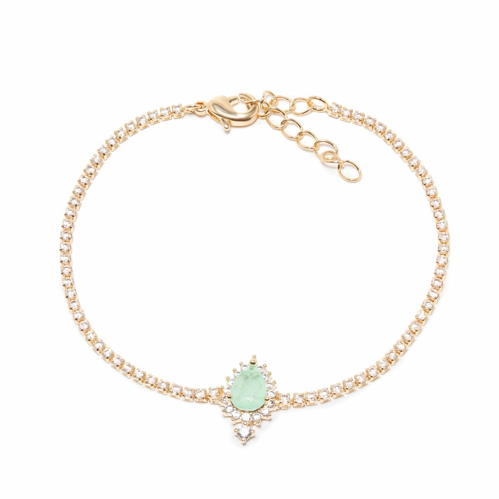 Pulseira Gota Verde Cravejada