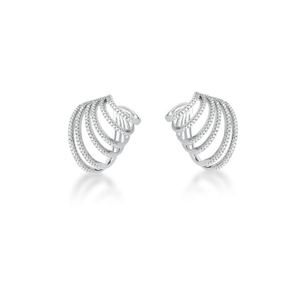 Brinco Escultural de Encaixe com Zircônias – Ródio Branco