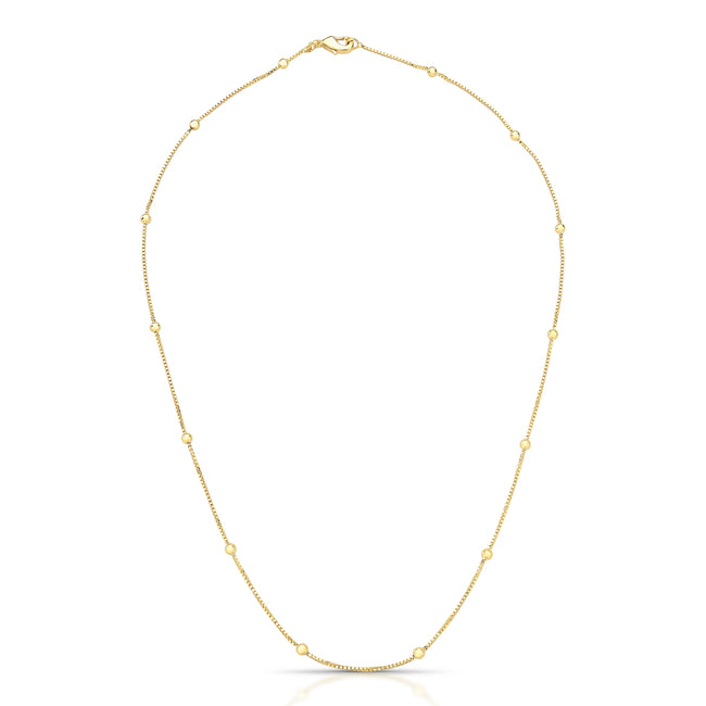 Colar Veneziana com Pontos de Luz em Bolinhas – 40 + 5 cm – Banho Ouro 18k