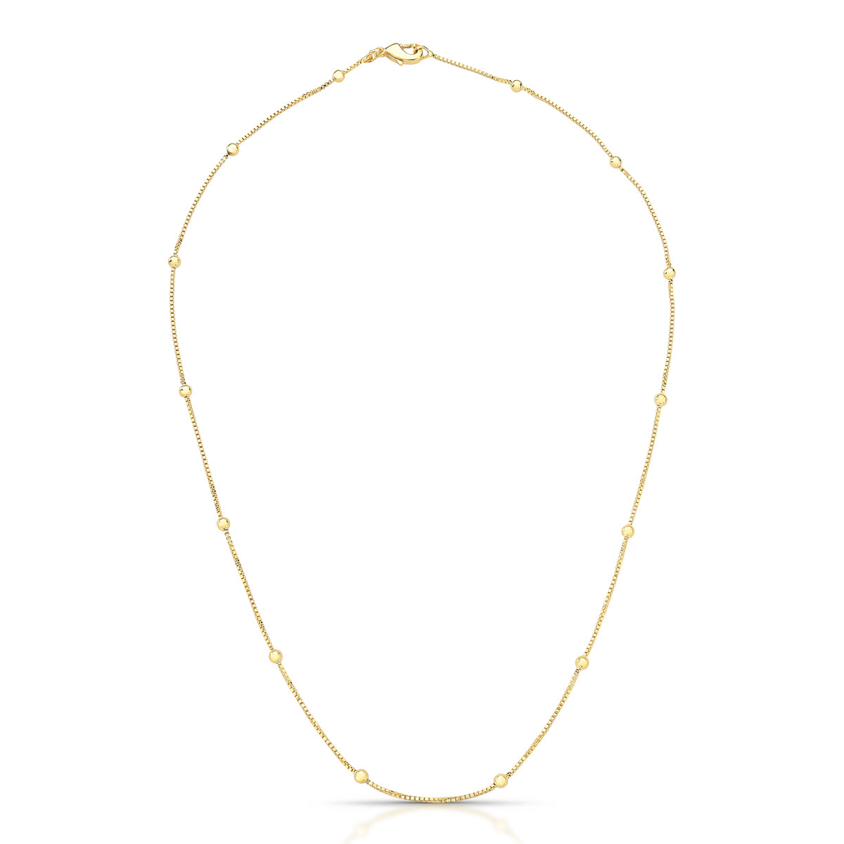 Colar Veneziana Longo com Pontos de Luz em Bolinhas – 60 cm – Banho Ouro 18k