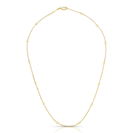 Colar Veneziana Longo com Pontos de Luz em Bolinhas – 60 cm – Banho Ouro 18k