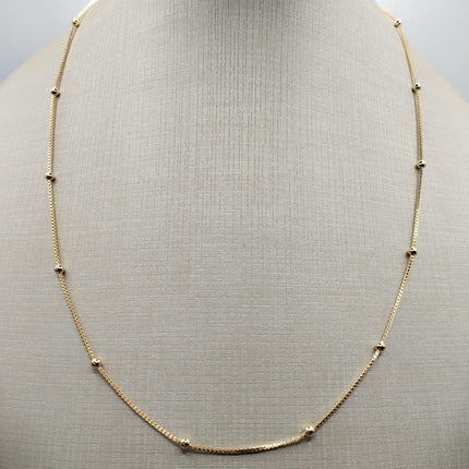 Colar Veneziana Longo com Pontos de Luz em Bolinhas – 60 cm – Banho Ouro 18k