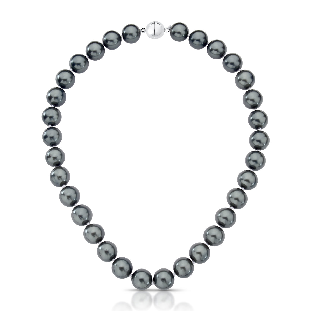 Colar Pérolas Shell Grafite • Fecho Bola em Ródio — 45 cm