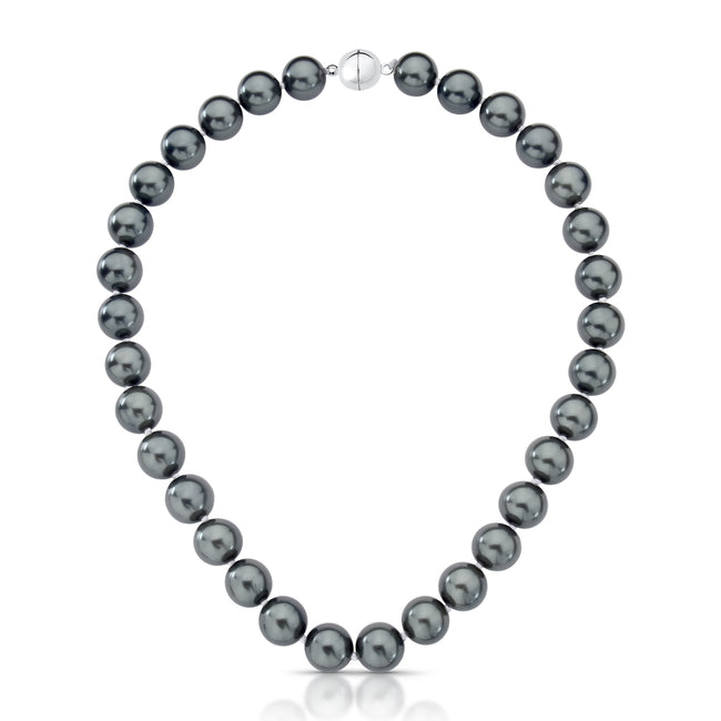 Colar Pérolas Shell Grafite • Fecho Bola em Ródio — 45 cm