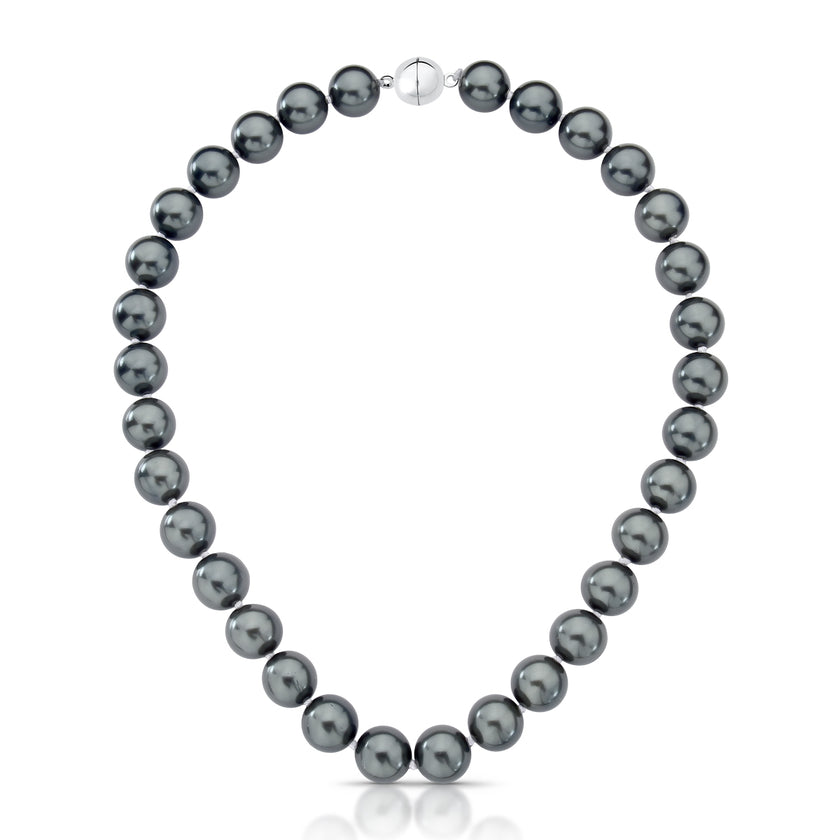 Colar Pérolas Shell Grafite • Fecho Bola em Ródio — 45 cm