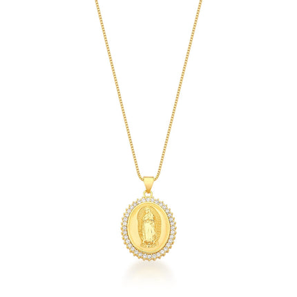 Colar Nossa Senhora de Guadalupe com Zircônias – Banho Ouro 18k