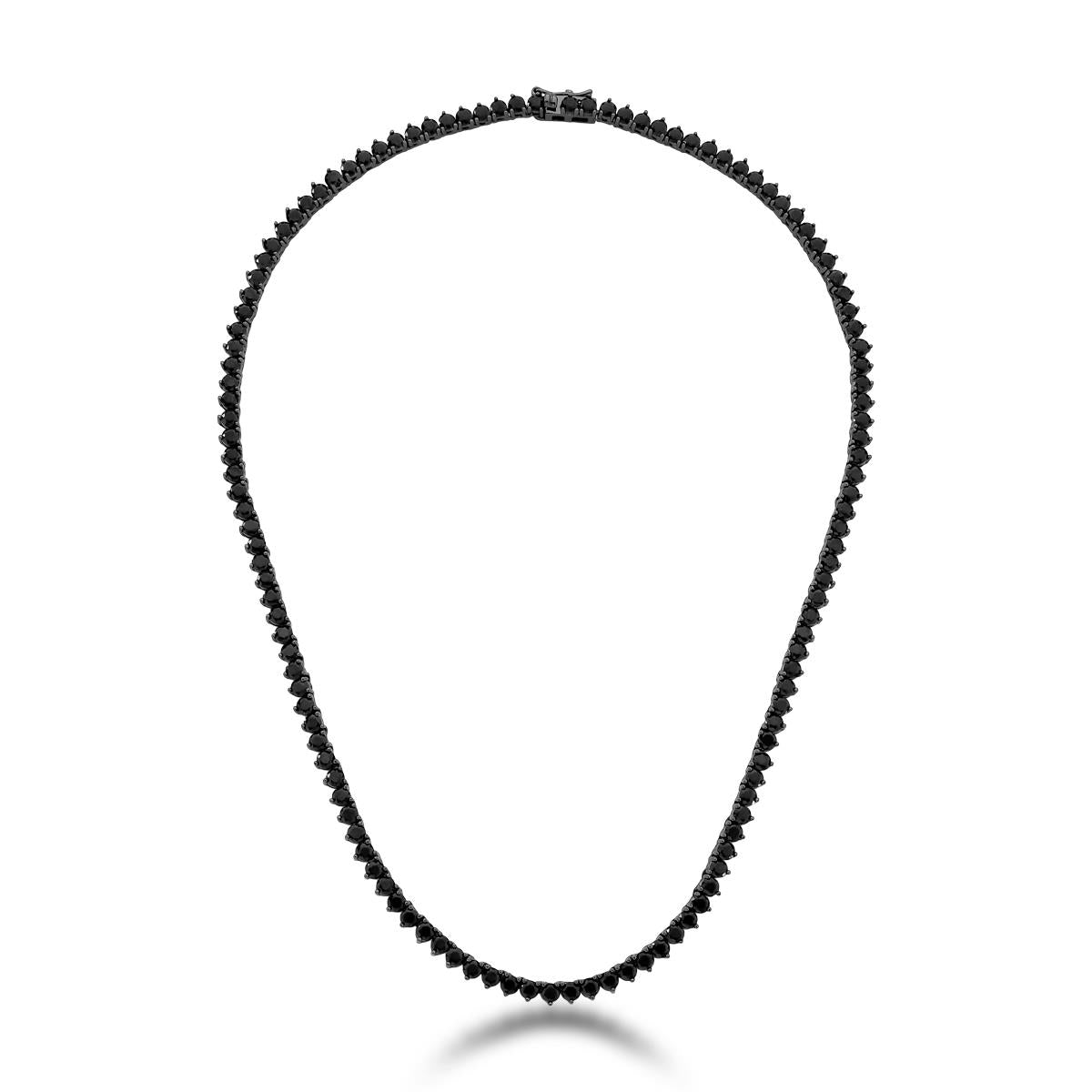 Colar Riviera Negra – Cristais Negros e Banho Ródio Negro (50 cm)