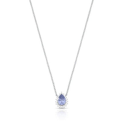 Colar Gota Safira Clara em Prata 925 – Mini Halo (40 + 5 cm)