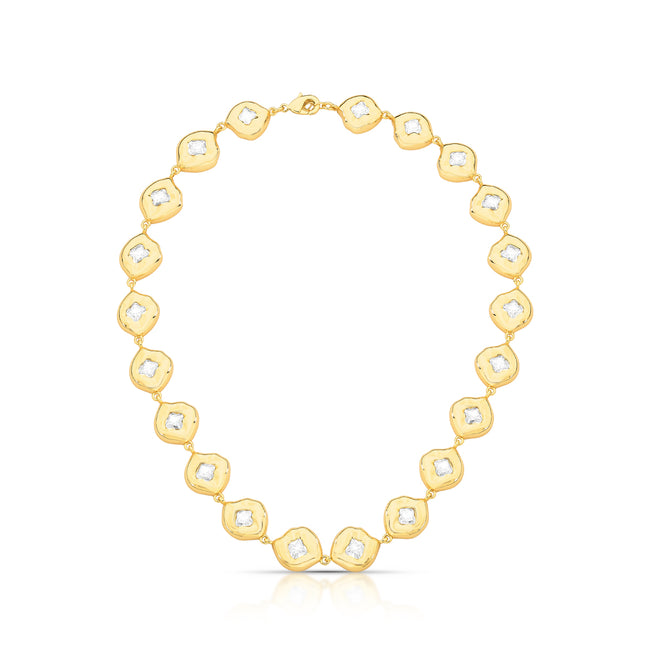 Colar Losangos de Luz – Cristais Texturizados (Banho Ouro 18k)